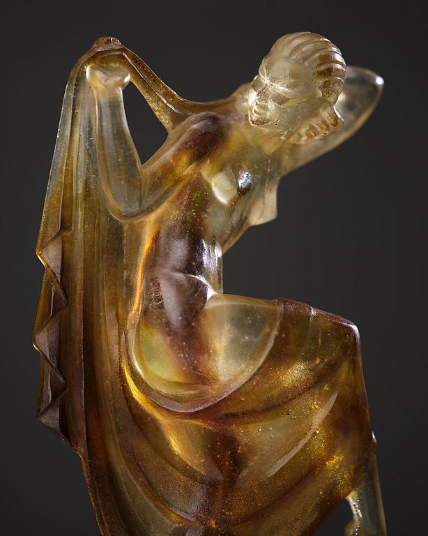 Marcel André Bouraine, a pâte de cristal "Danseuse" sculpture, Gabriel Argy-Rousseau, France ca 1928.