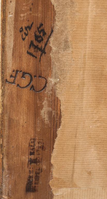 SPEGEL, gustaviansk, signerad CG Fyrwald samt Stockholms hallstämpel 1780.