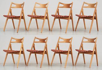 A set of eight Hans J Wegner oak chairs by Carl Hansen & Son, Denmark 1950's-60's.