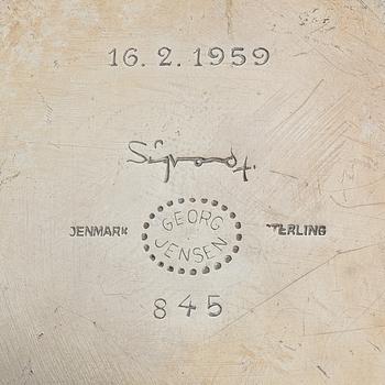 Sigvard Bernadotte, a sterling silver jar with cover, Georg Jensen, Denmark, after 1945.