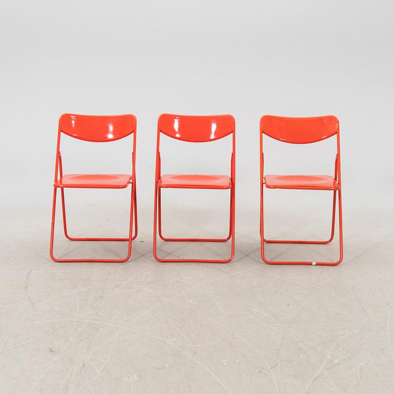 A set of six metal and plastic folding chairs IKEA late 20th century.