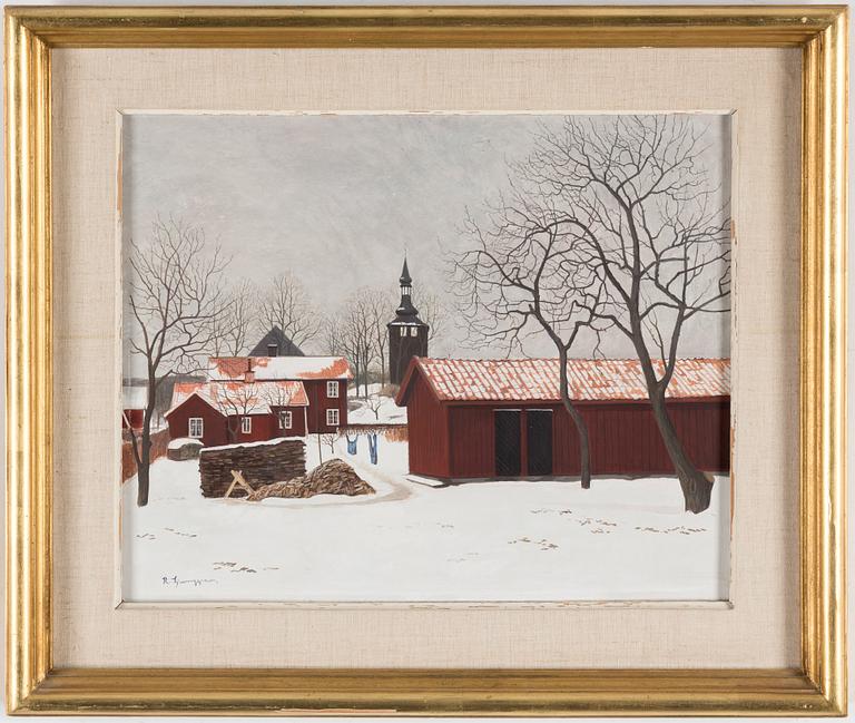 REINHOLD LJUNGGREN, olja på pannå, signerad.