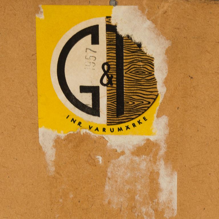 A Swedish Modern mahogany mirror from Glas&Trä, Hovmantorp, dated 1957.