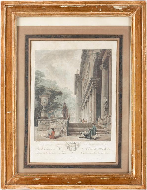 FRANCOIS JANINET, färggravyr efter H. Robert, sent 1700-tal.