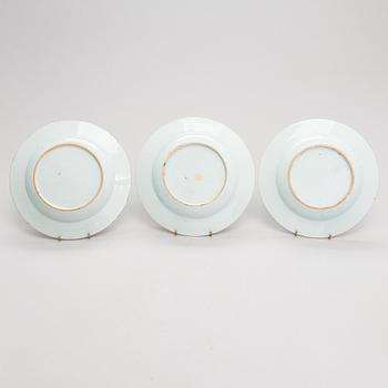 A set of six Chinese porcelain dishes, 18th century.