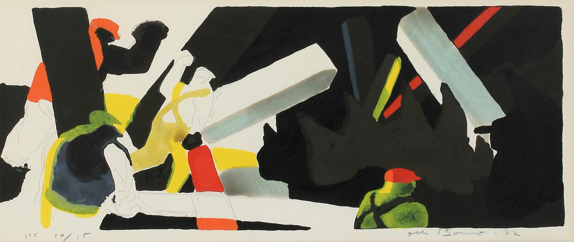 OLLE BONNIÉR, färglitografi, sign, dat -72 o numr HC 10/15.