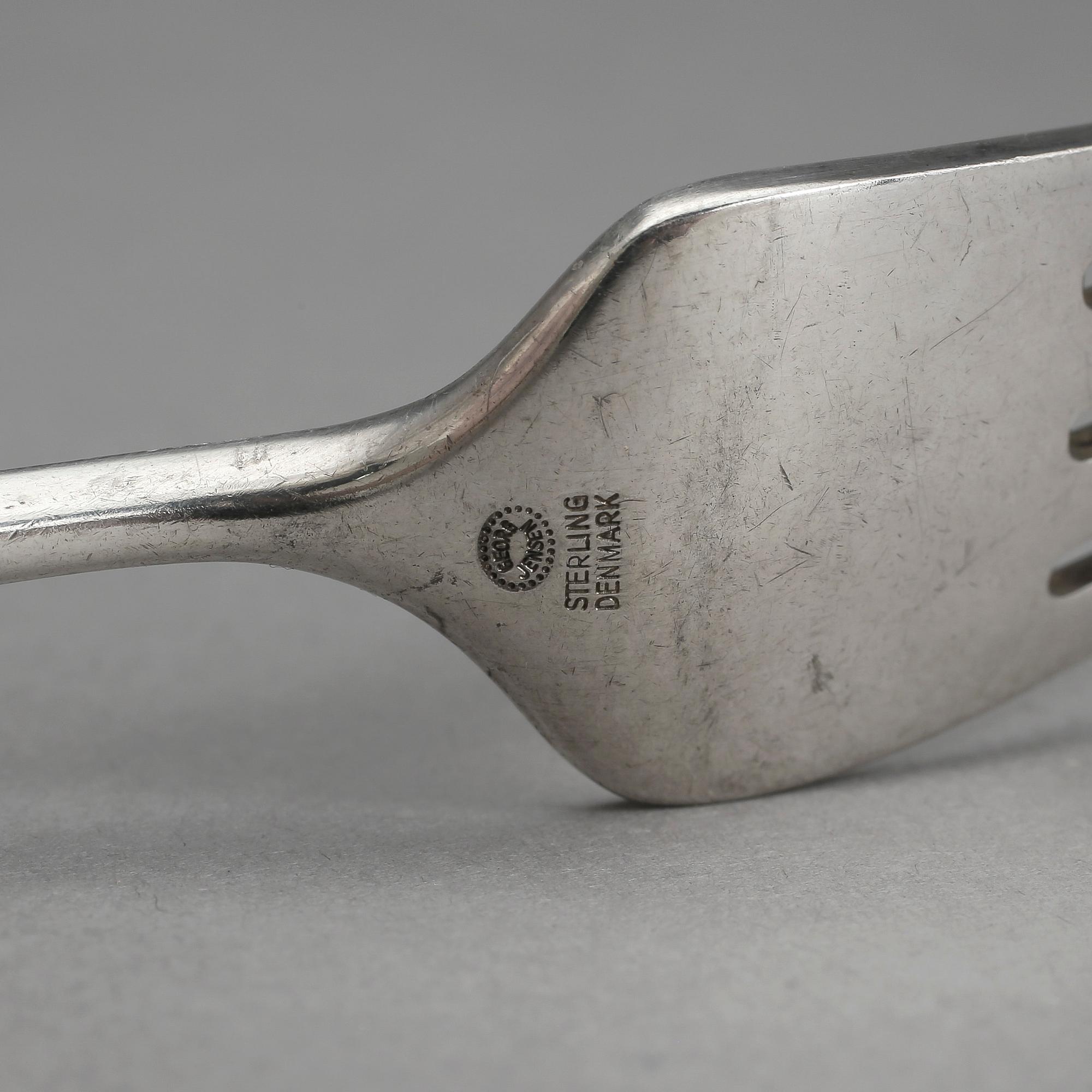 BORDSGAFFLAR, 6 st, silver, modell Cypress,  George Jensen. Tot vikt ca 234 gram.