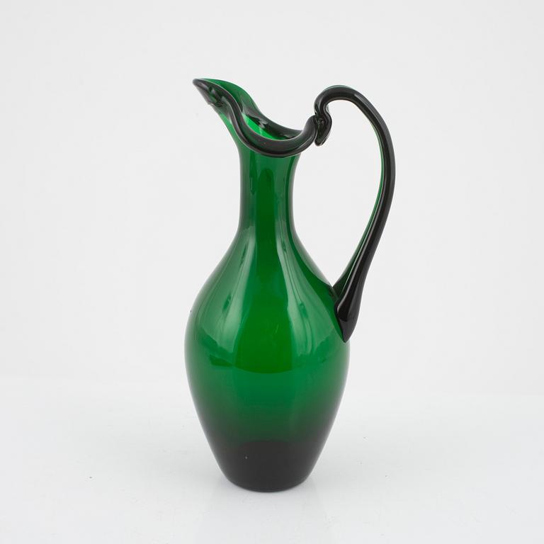 Edward Hald, a wine green glass jug, model HS 1021, Orrefors Sandvik, first half 1900's.