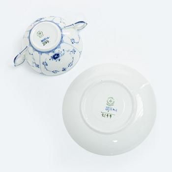 Royal Copenhagen, 14 'Blue Fluted Half Lace' tableware parts, Denmark, 20th century.