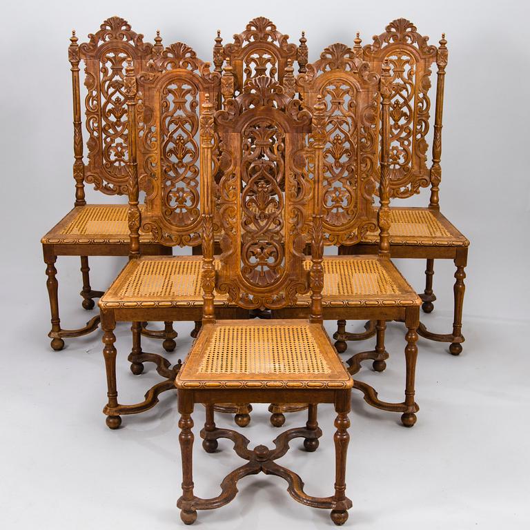 Six late 19th century neo-baroque chairs.