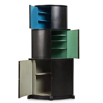 Erik Lund, a black lacquered modernist corner cabinet, Stockholm 1930's.