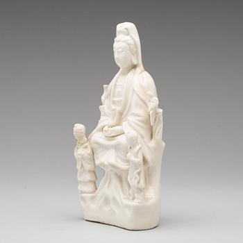 A blanc de chine figure of Guanyin, Qing dynasty, 18th  Century.