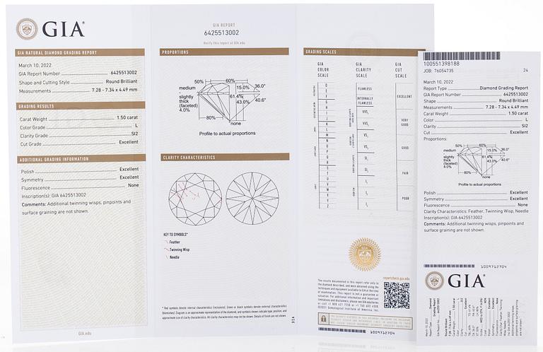 A pair of 18K white gold earrings and brilliant cut diamonds.