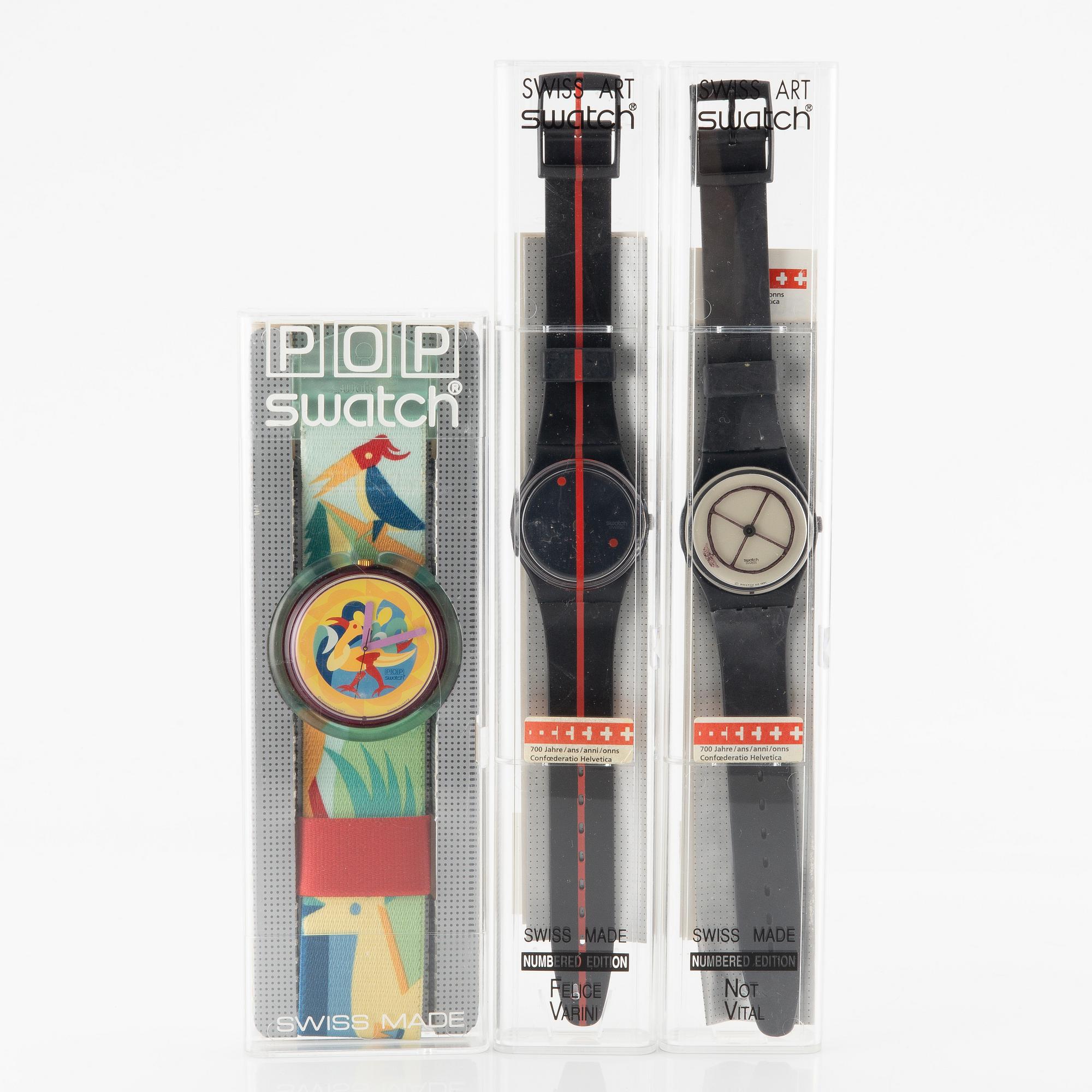 Parti med 18 Swatch-klockor från omkring 1990, "No Reserve".