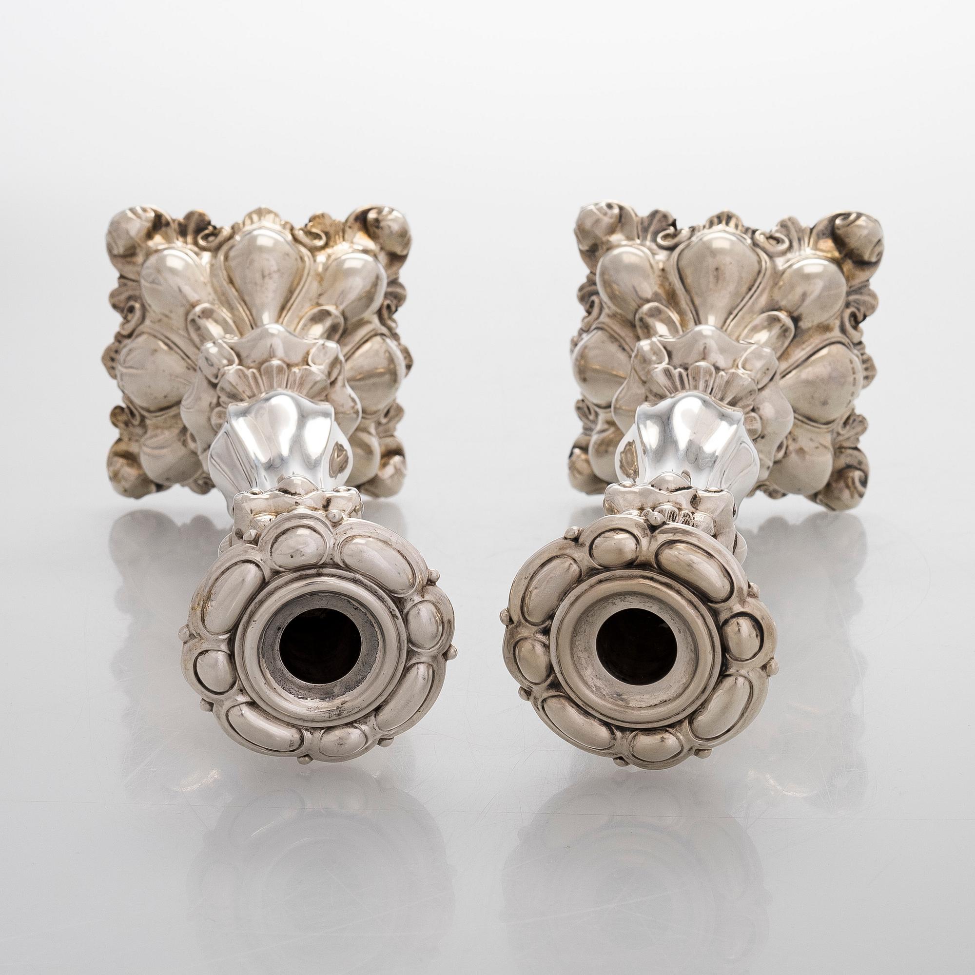 A pair of candelsticks, Finnish import mark by Hugo Grün, Helsinki 1928.