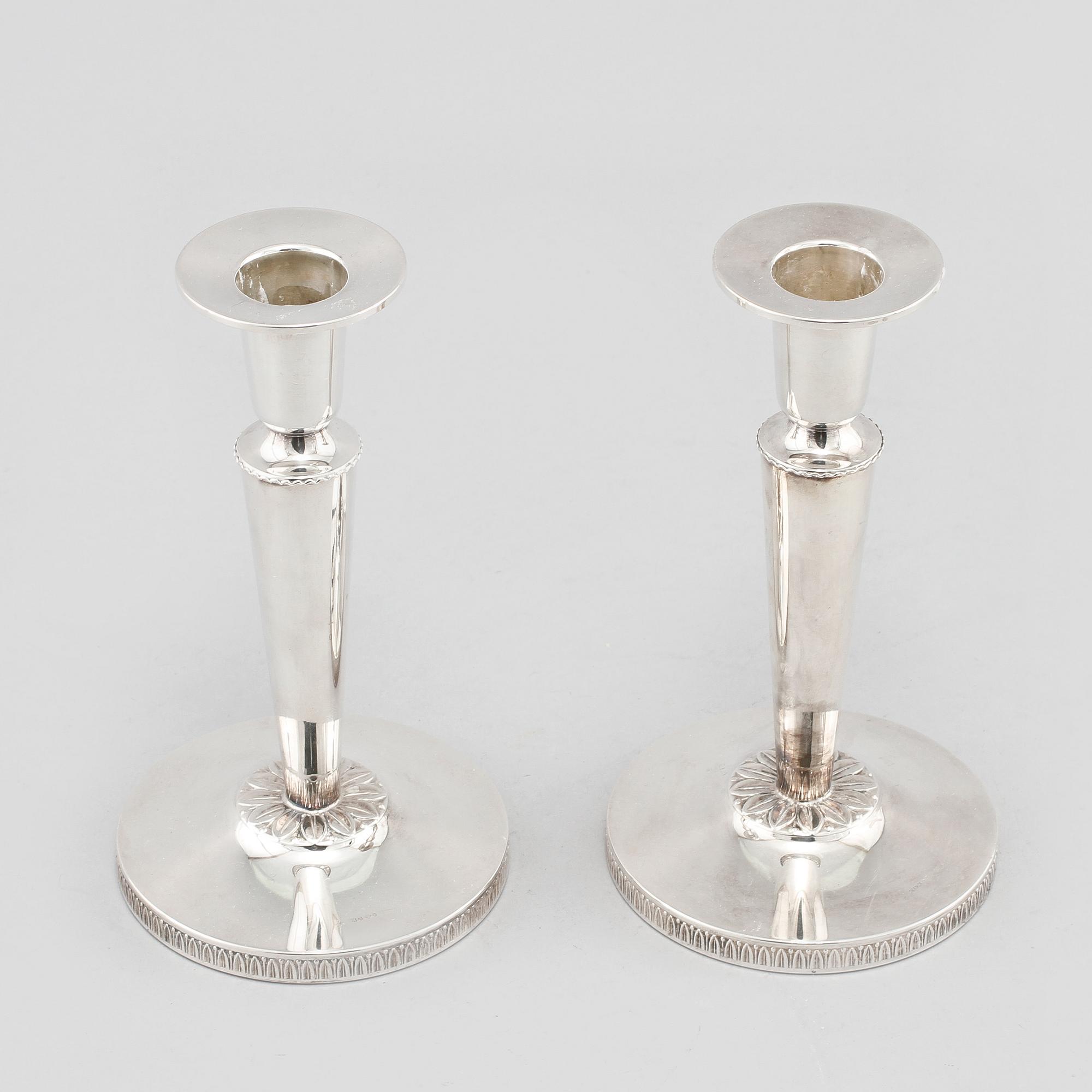 LJUSSTAKAR, ett par, silver, Sverige, 1980-tal.