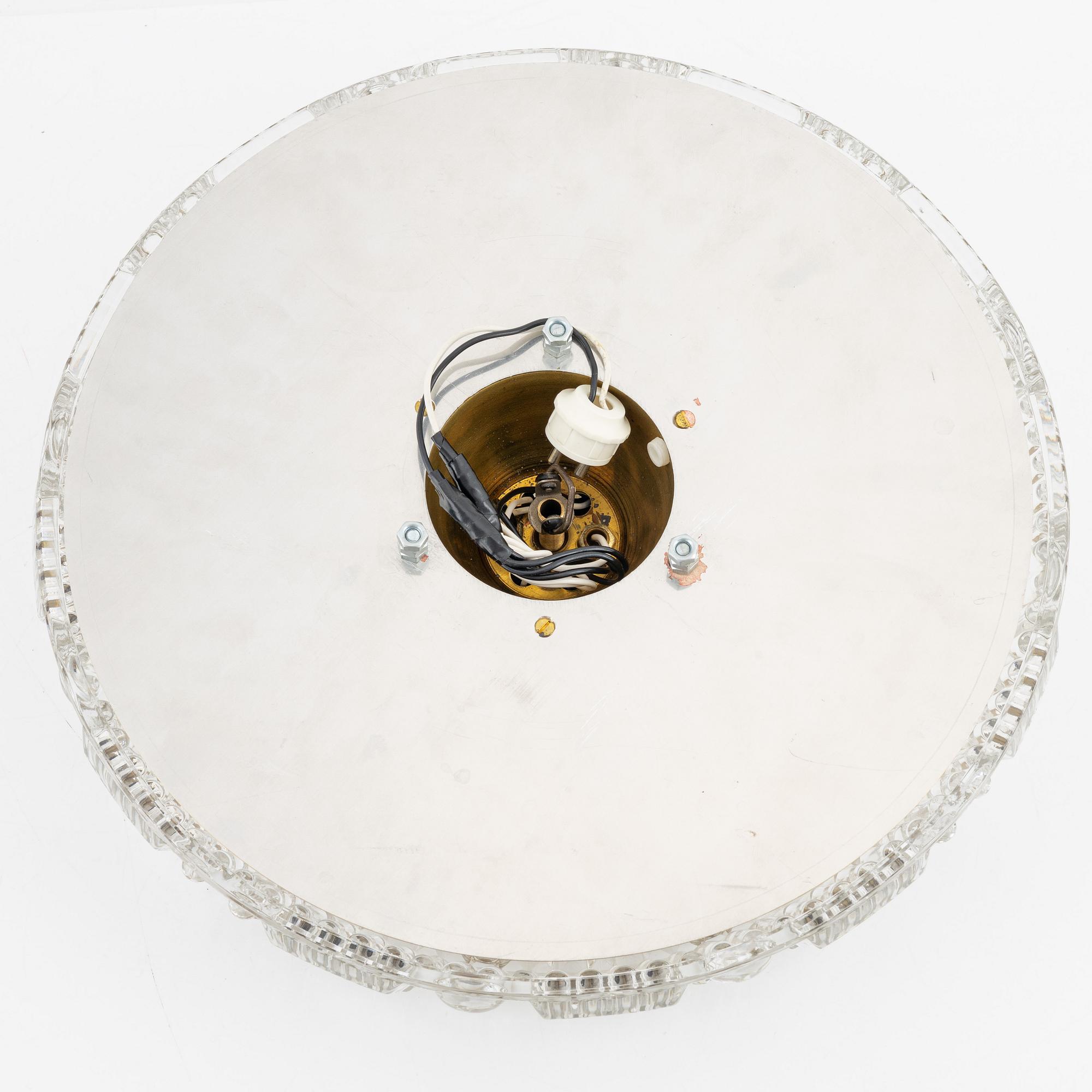 A glass and metal ceiling light by Carl Fagerlund for Orrefors, second half of the 20th century.