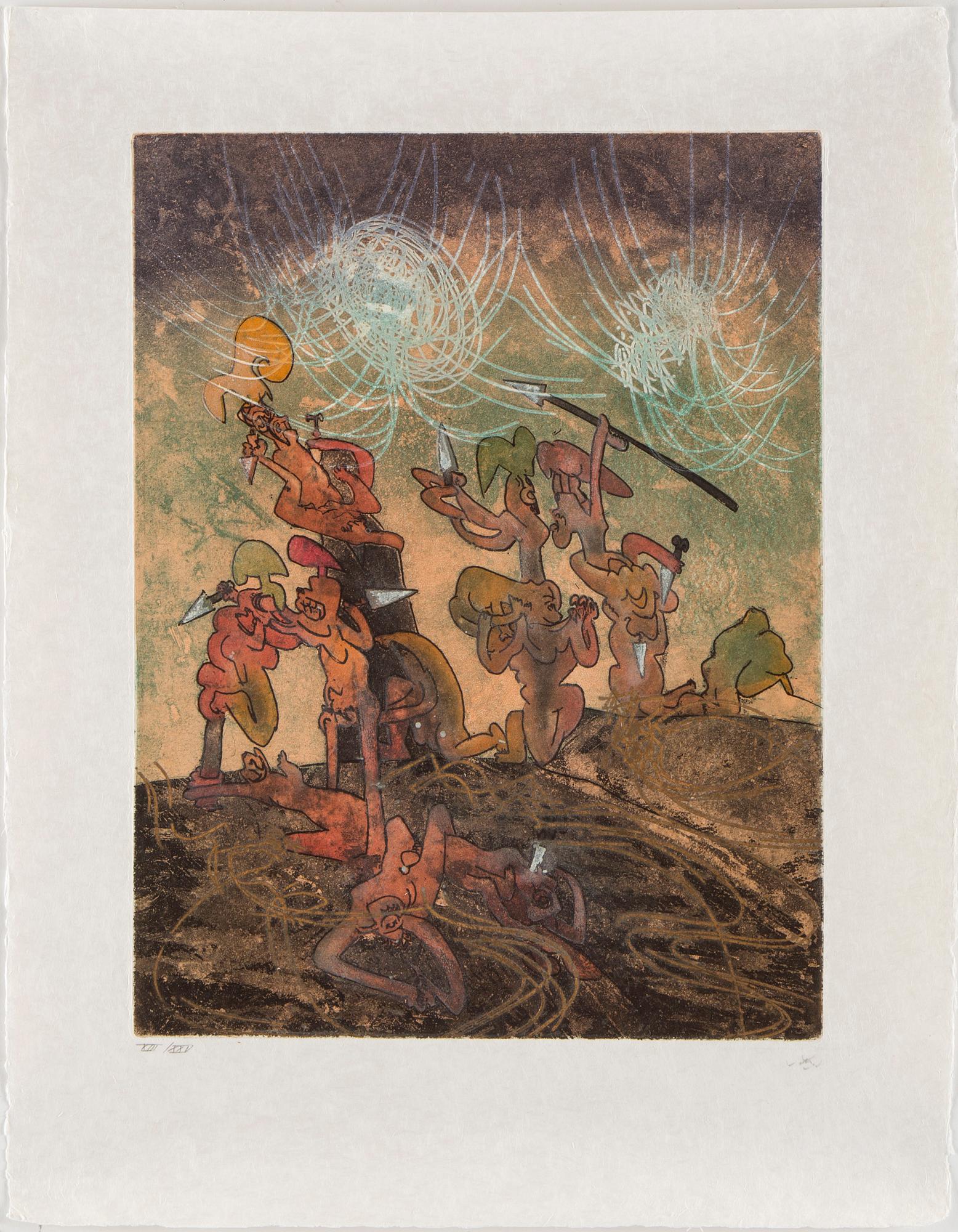 ROBERTO MATTA, Suite with 10 aquatints in colours, 1975, on Japon nacré paper.