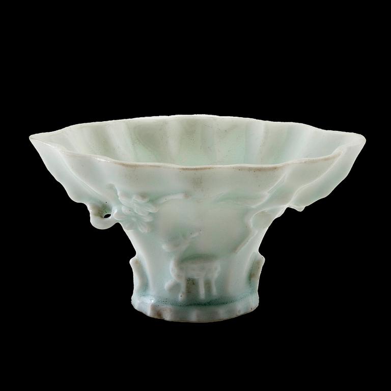 Wine tasting bowl porcelain, blanc-de-chine, China, 19th century.