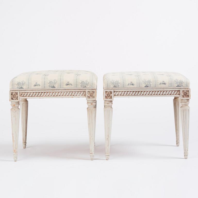 A pair of Gustavian stools by J. Lindgren (master in Stockholm 1770-1800).