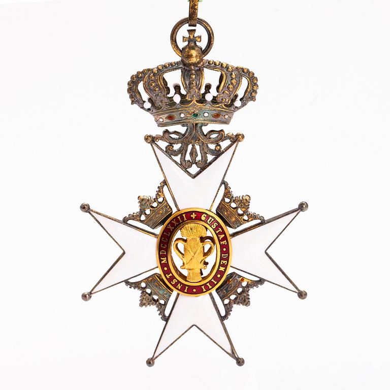The Order of Vasa, commanders neck badge, gilded silver and enamel. CF Carlman, Stockholm.