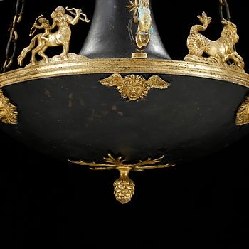 An Empire early 19th century nine-light hanging lamp.