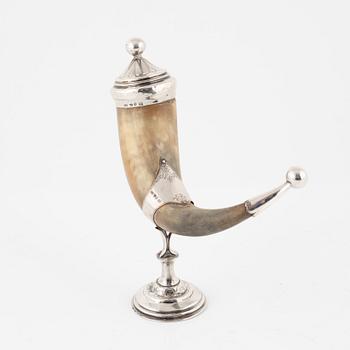 A Swedish Silver Drinking Horn, mark of Erik Johansson, Gävle 1890.