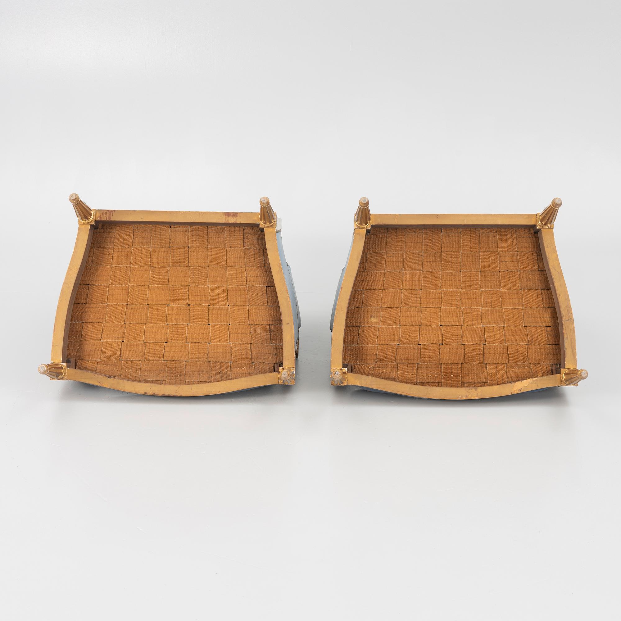 A pair of easy chairs, Louis XVI style, 20th century.