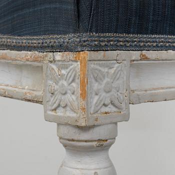 A set of four Gustavian chairs from Lindome, late 18th century.