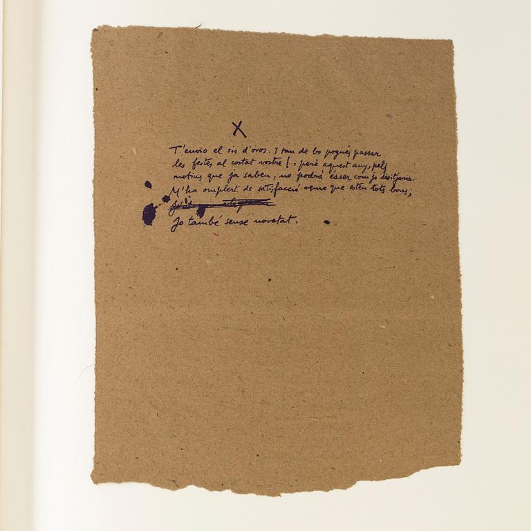 ANTONI TÀPIES, book with 25 lithographs and collages, Justification page signed by Antoni Tàpies adn Joan Brossa.