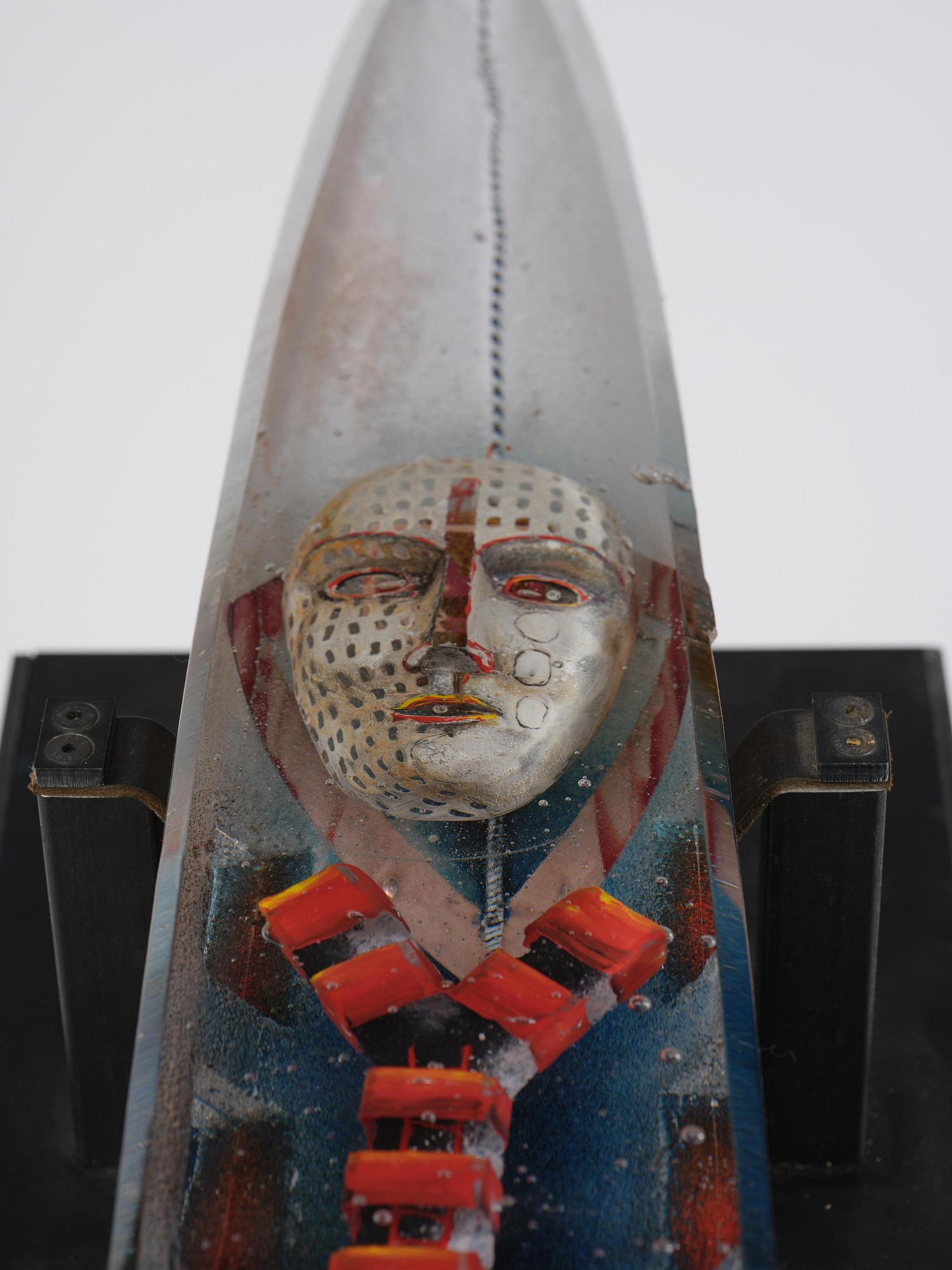 Bertil Vallien, a unique sand cast glass sculpture of a boat, Kosta Boda, Sweden.