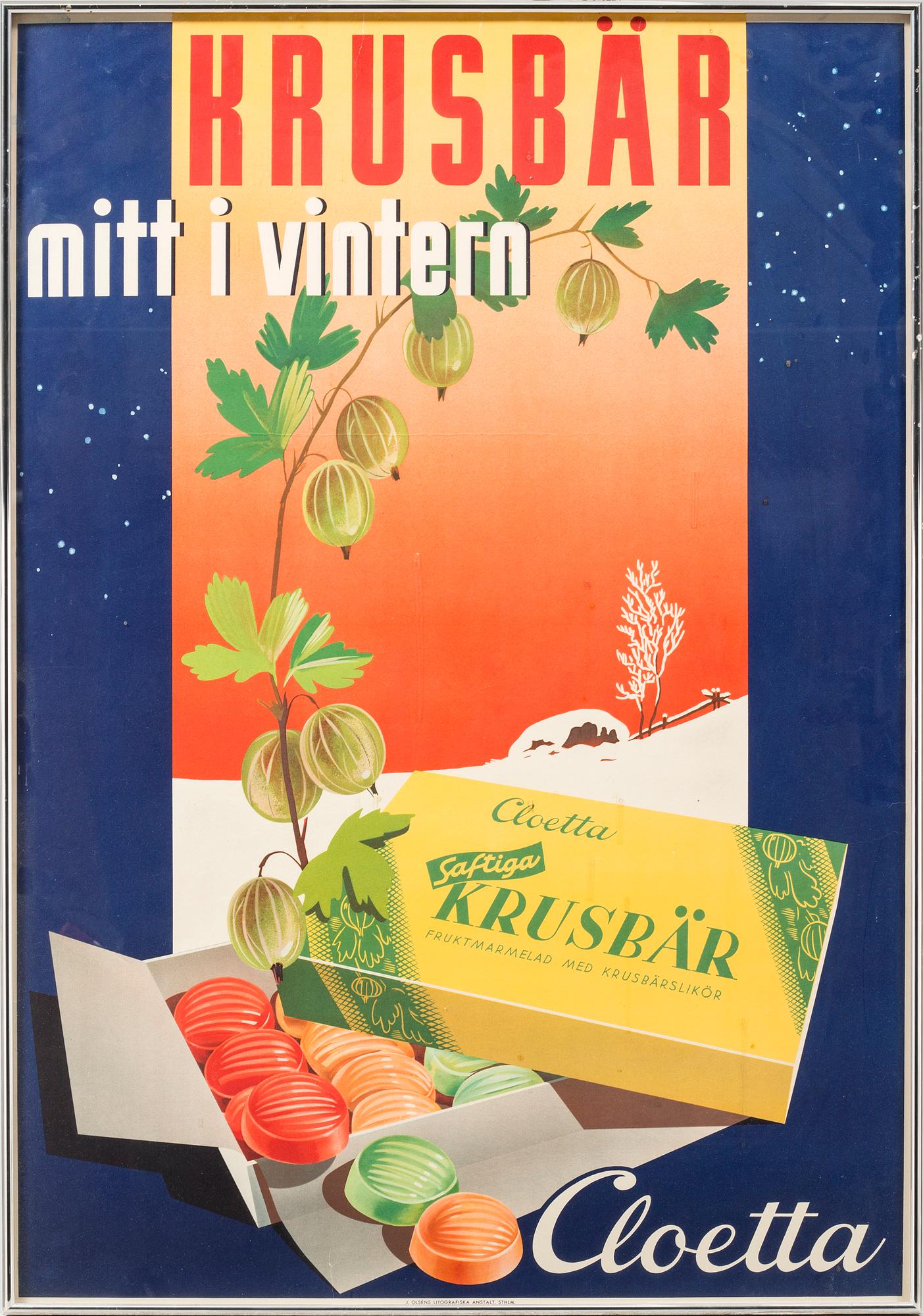 A mid 20th century advertising poster for Cloetta.