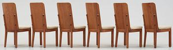 A set of six Axel Einar Hjorth stained pine 'Lovö' chairs, Nordiska Kompaniet.