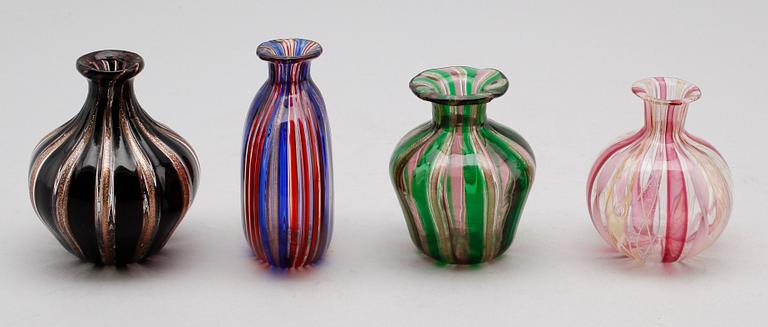 PARFYMFLASKOR, 4 st, glas, Venini, Murano.