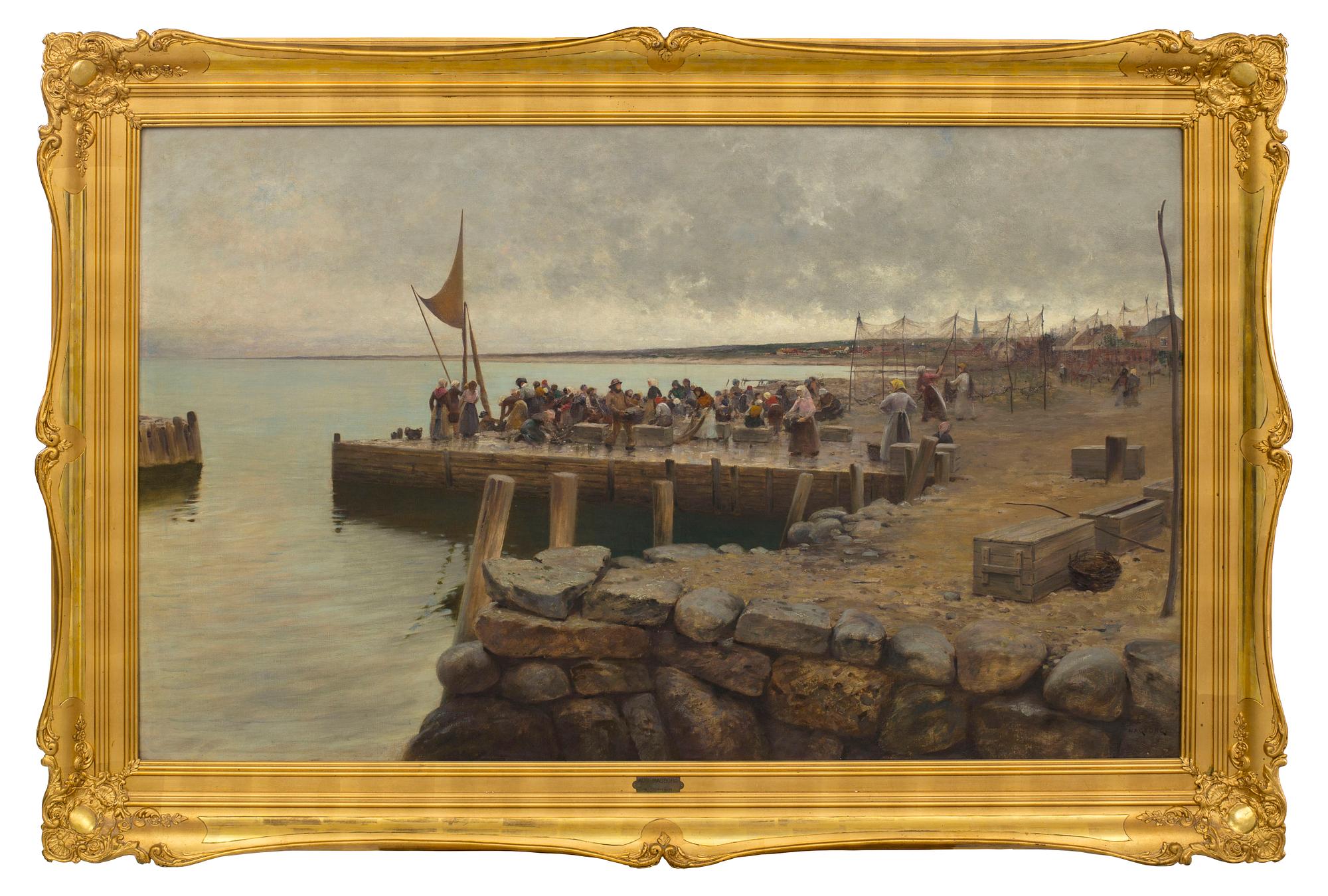 August Hagborg, "Fiskare i Torekovs hamn" (Fishermen in the harbour of Torekov, Sweden).