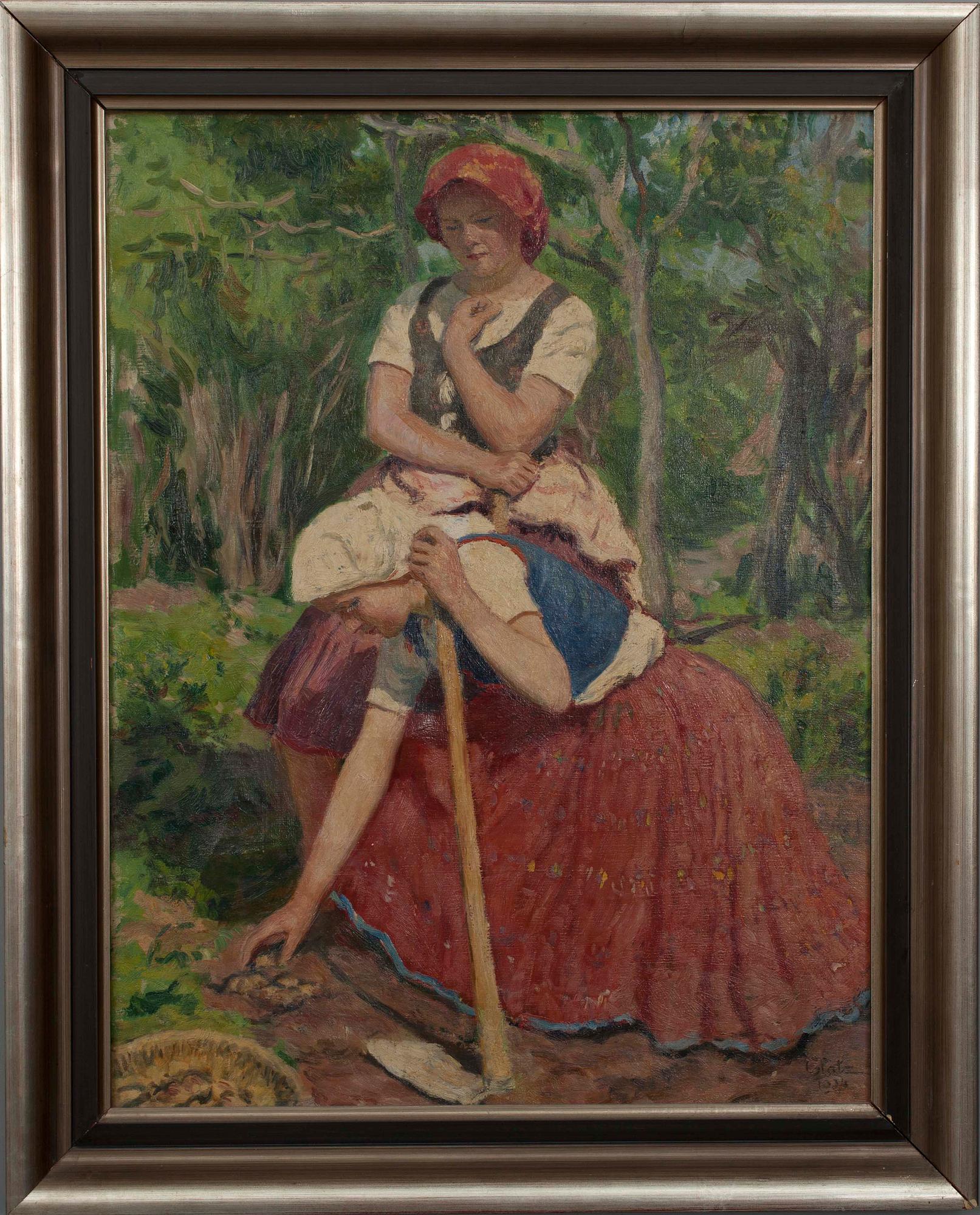 OSZKÁR GLATZ, I ARBETE, olja på duk, sign. 1934.