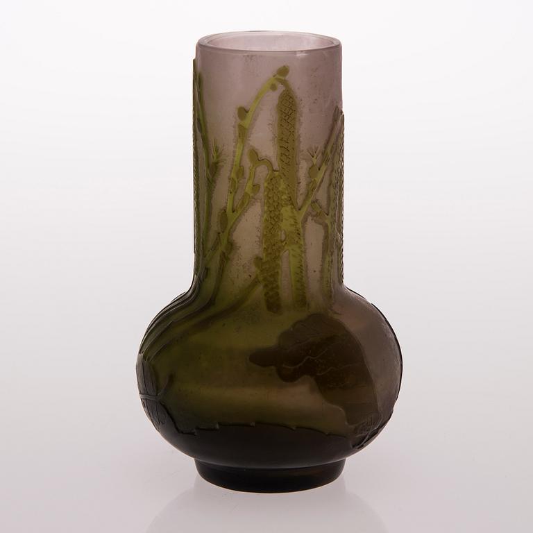 An Emile Gallé Art Nouveau cameo glass vase, signed Gallé.