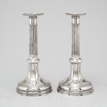 A pair of Swedish 18th century silver candlesticks, mark of Peter Johan Zetterling, Linköping 1792.