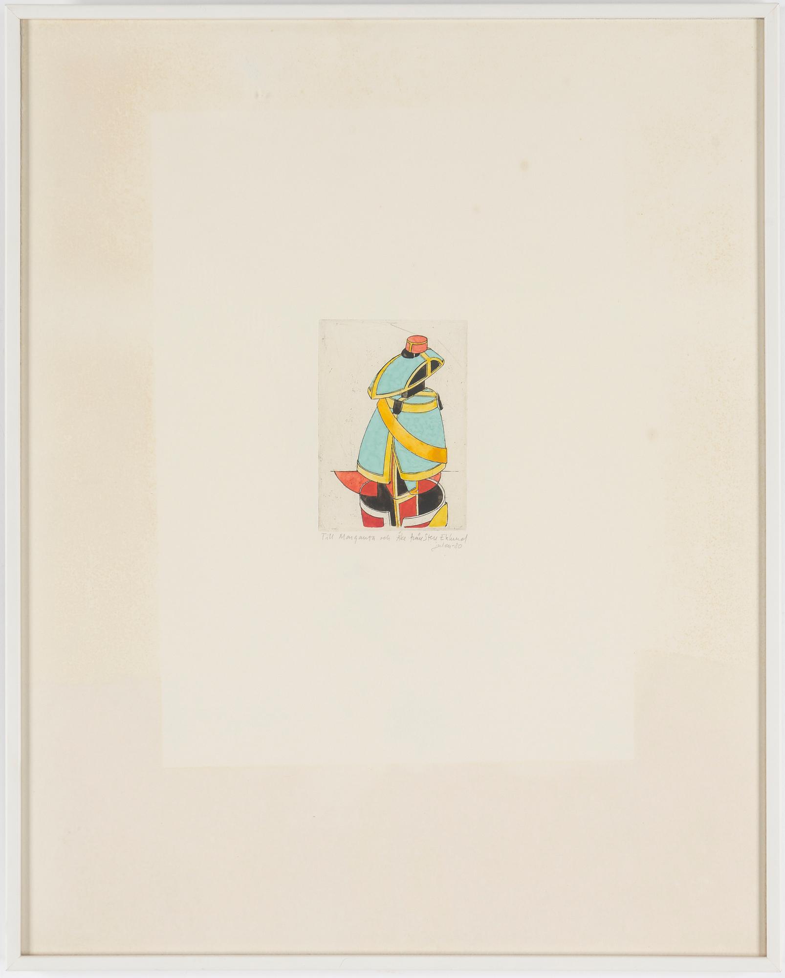 STEN EKLUND, etching with watercolour, signed and dated -80.