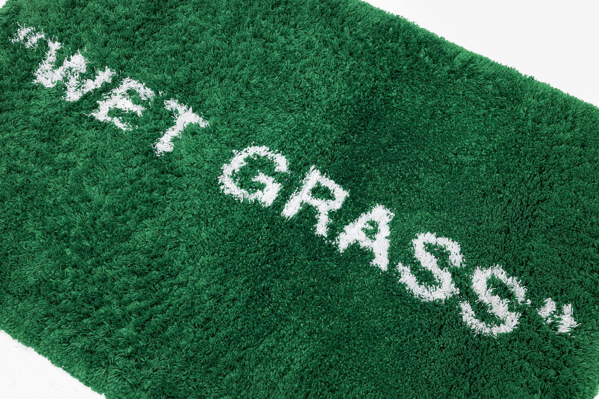 Virgil Abloh, matta, "Wet Grass", Ikea, ca 195 x 133 cm.