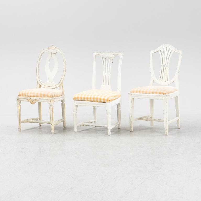 Stolar, 3 st olika modeller, gustavianska, 1700-talets andra hälft.