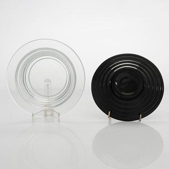 Aino Aalto, A 1940's butter box and plate, "Bölgeblick" for Karhula Glassworks, Finland.