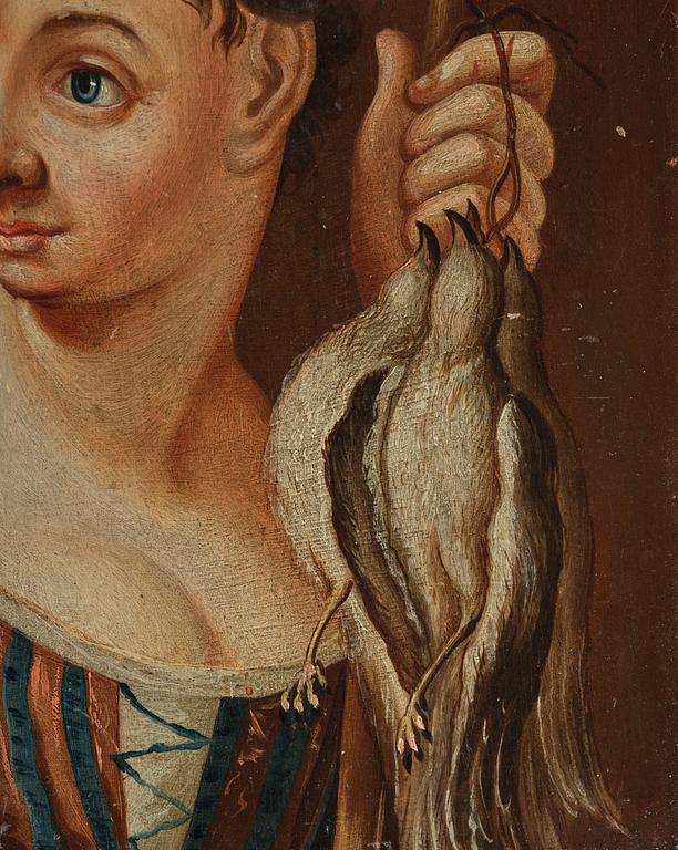 Lars Henning Boman, tillskrivna, Man med mineralhacka & Kvinna med kramsfåglar.