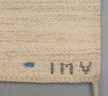 RUG. Flat weave. 240 x 160 cm. Signed JLH IMV (Jönköpings Läns Hemslöjd, Inga-Mi Varneus Rydgren). Around 1960.