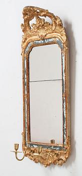 A Swedish Rococo two-light girandole mirror, 1700's.