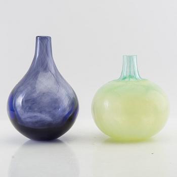 Gunnel Sahlin, vases 2 pcs Kosta Boda signed.