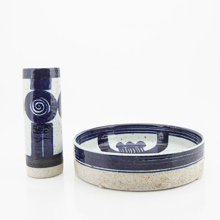 Inger Persson, a glazed stoneware signed vase and bowl from Rörstrand.