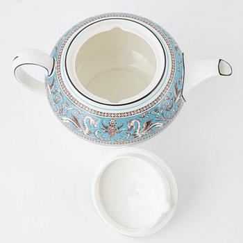 A 57-pieces "Florentine Turquoise", bone china service, Wedgewood, England, late 20th century.