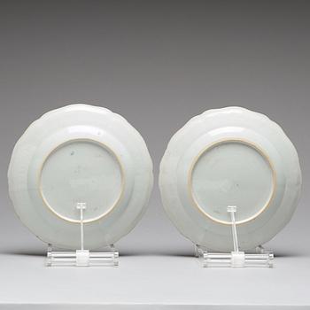 A set of two famille rose armorial dinner plates, Qing dynasty, Qianlong (1736-95).