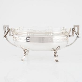 A Swedish silver and glass Jardinière/bowl, mark of K Anderson, Stockholm, early 20th century.